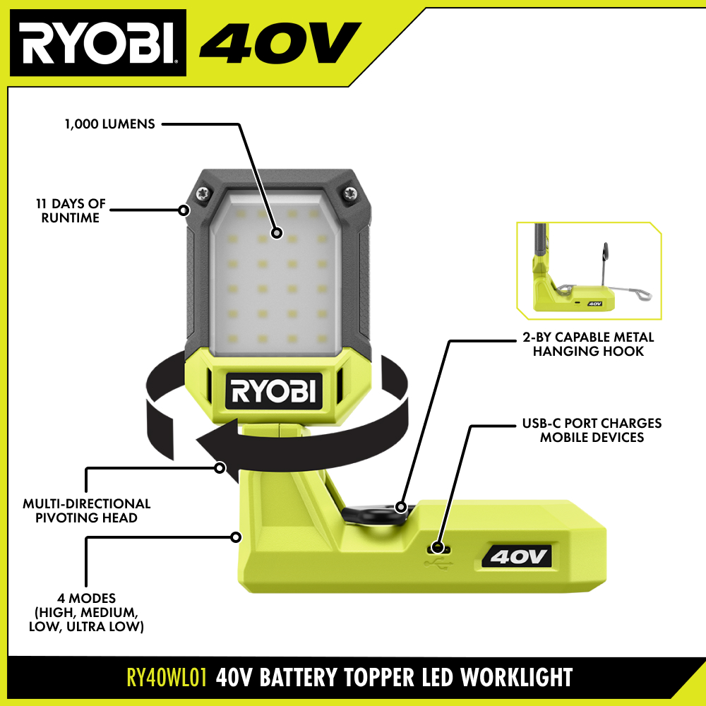 40V BATTERY TOPPER LIGHT