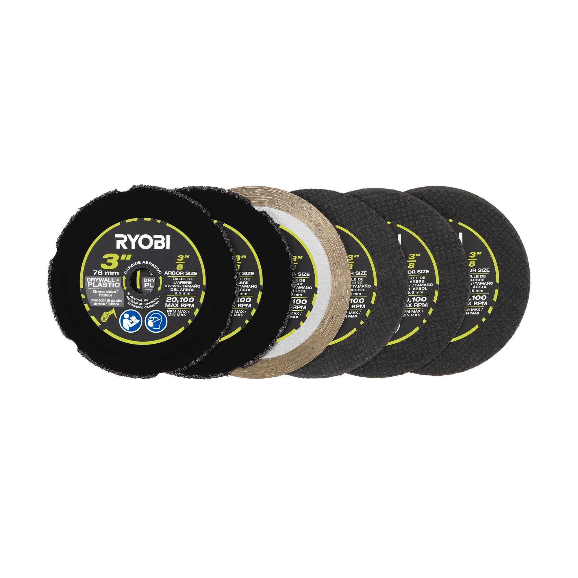 RYOBI 6 PC. 3 in. Cut-Off Wheel Set