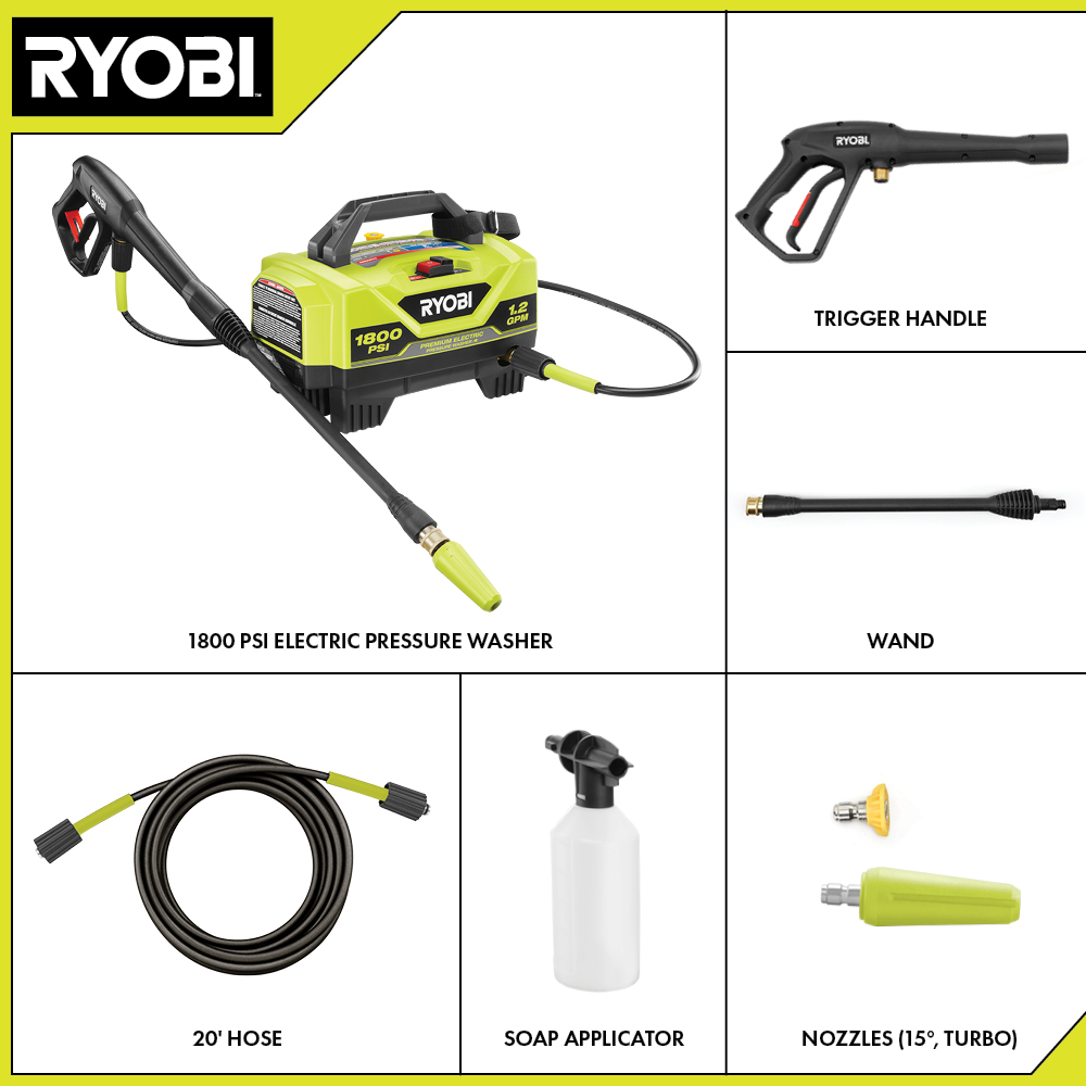 1800 PSI 1.2 GPM Electric Pressure Washer