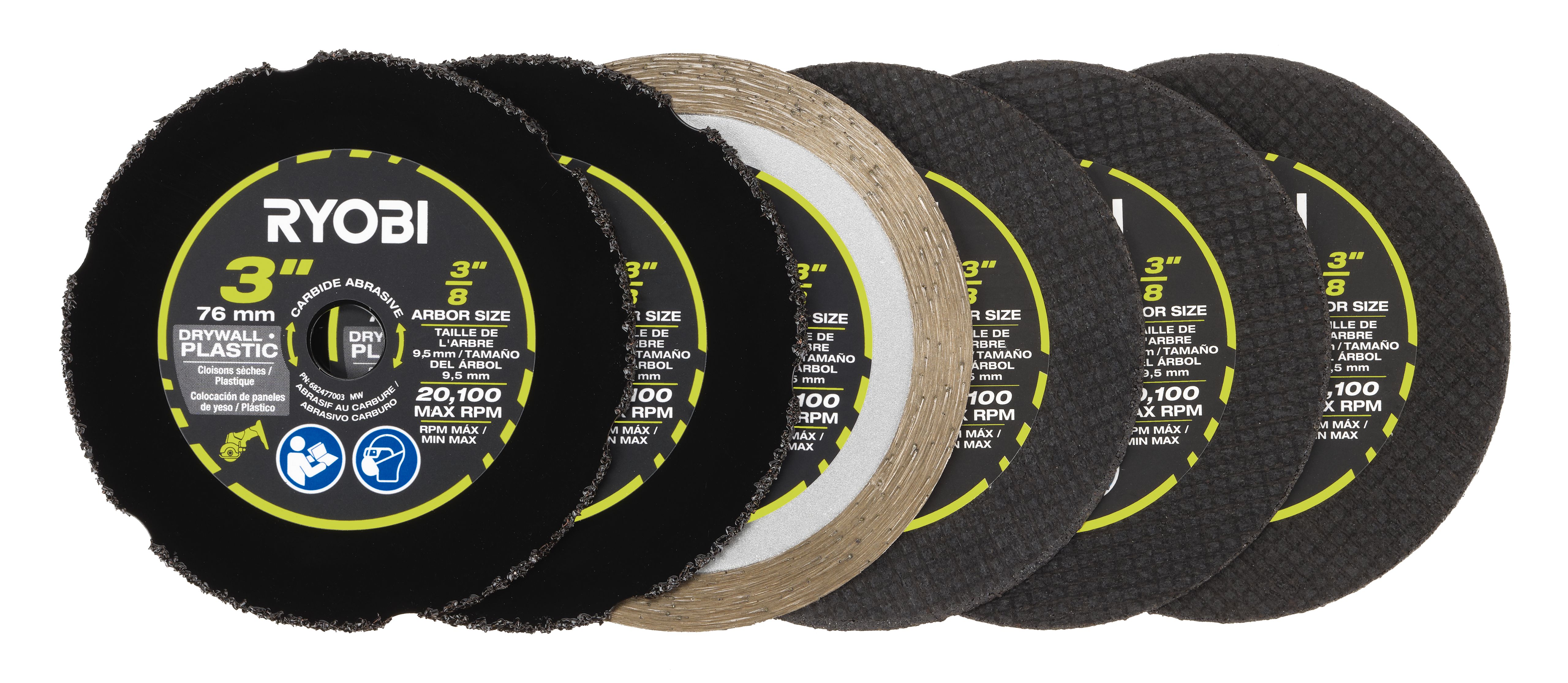 RYOBI 6 PC. 3 in. Cut-Off Wheel Set