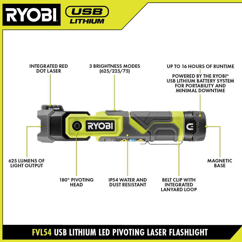 USB LITHIUM LED Pivoting Laser