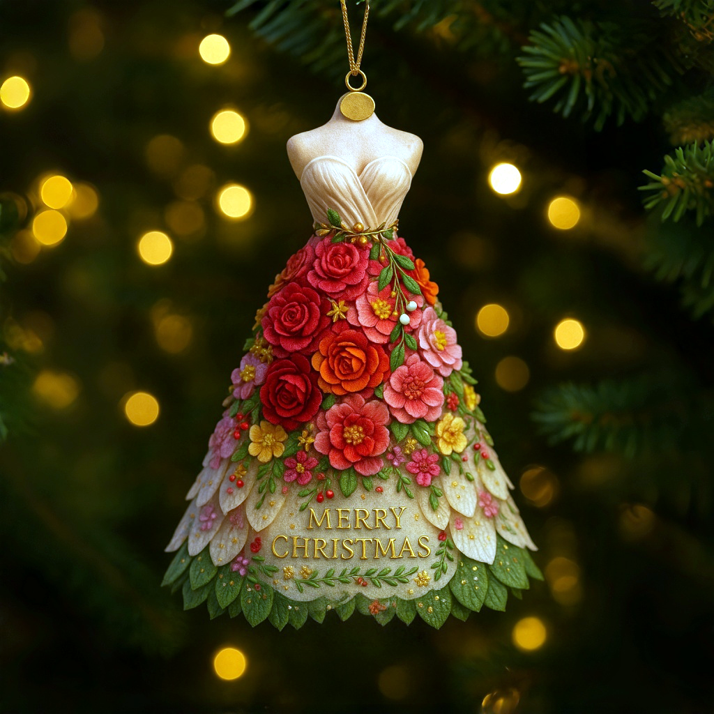 Flower Dress Christmas Ornament