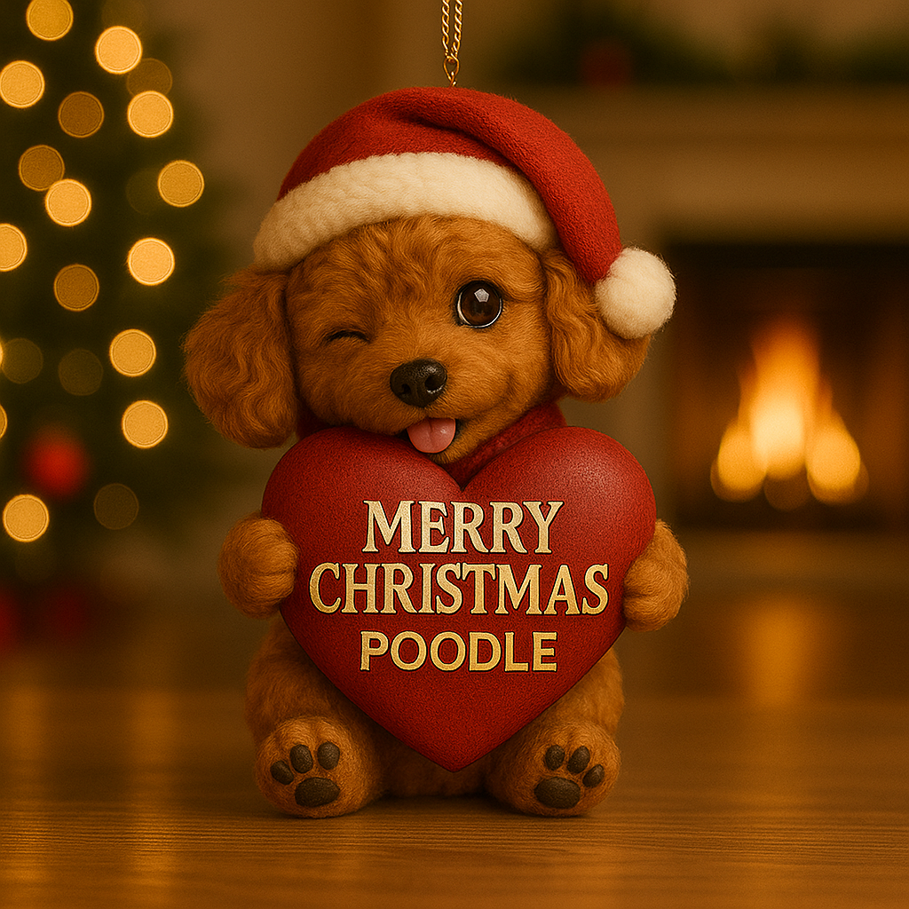 Christmas Poodle Ornament