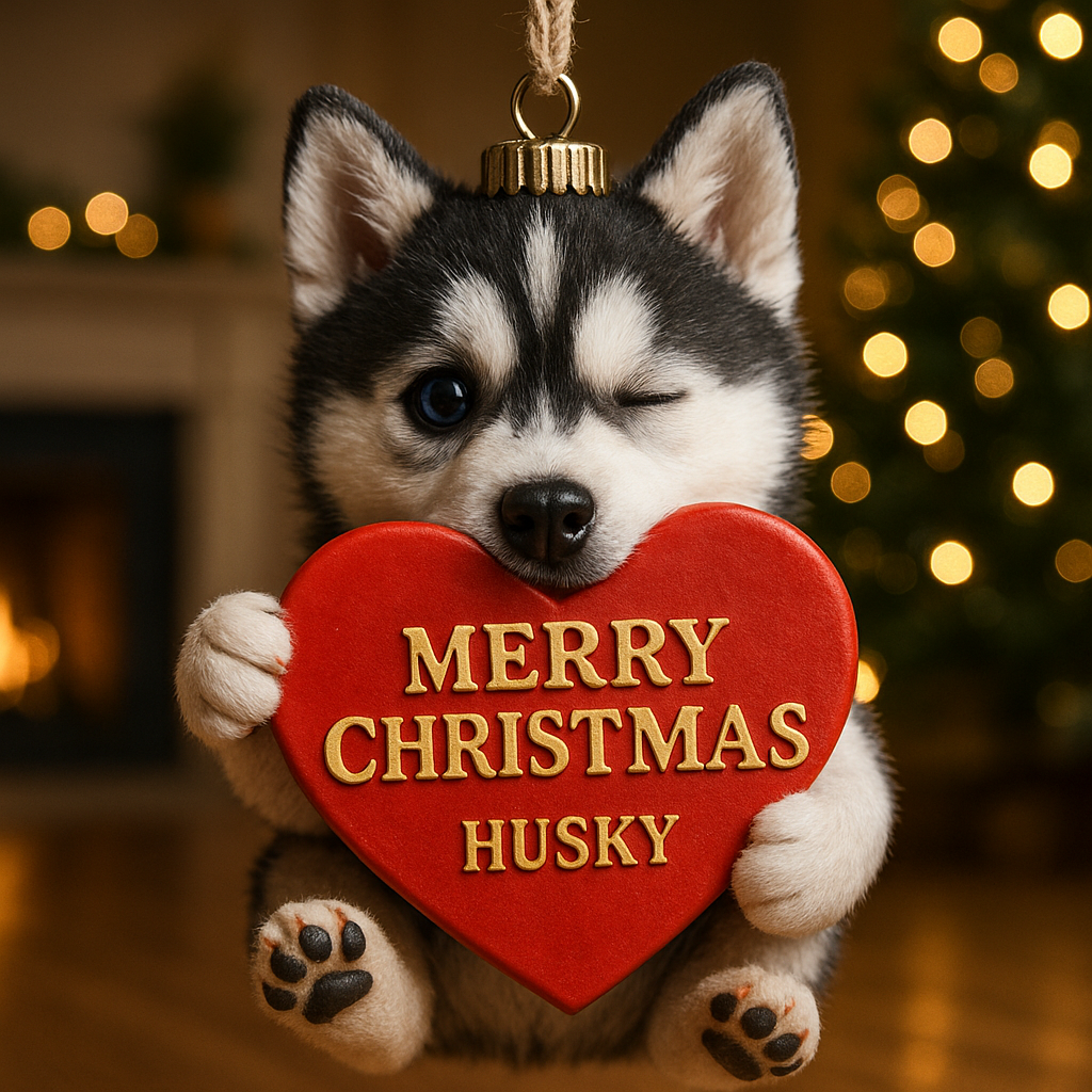Husky Heart Ornament