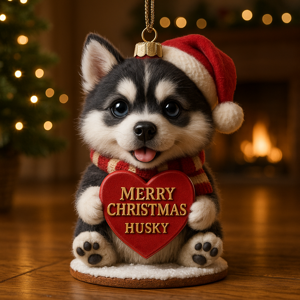 Husky Heart Ornament