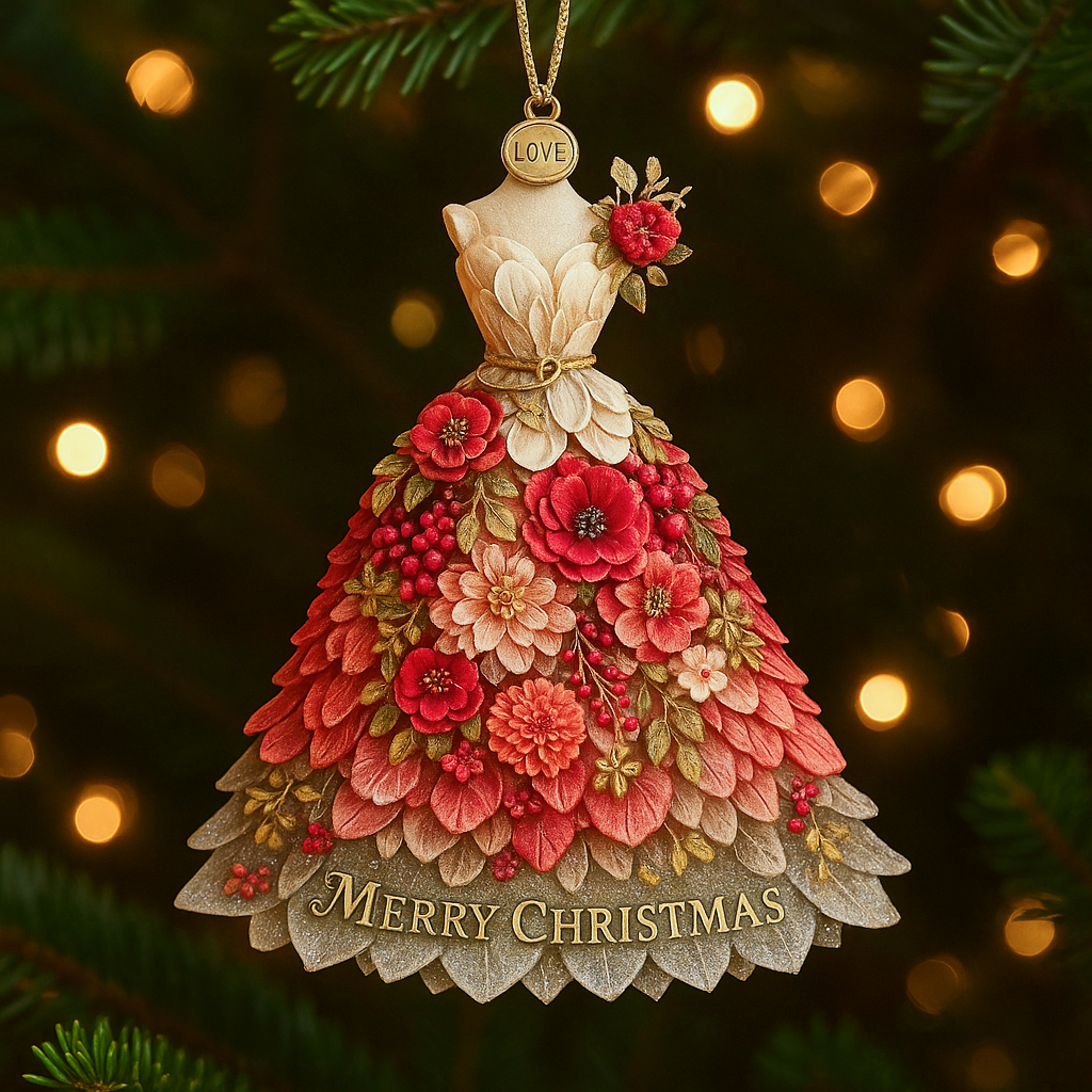 Flower Dress Christmas Ornament