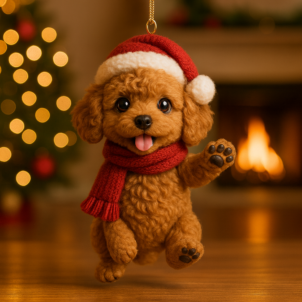 Christmas Poodle Ornament