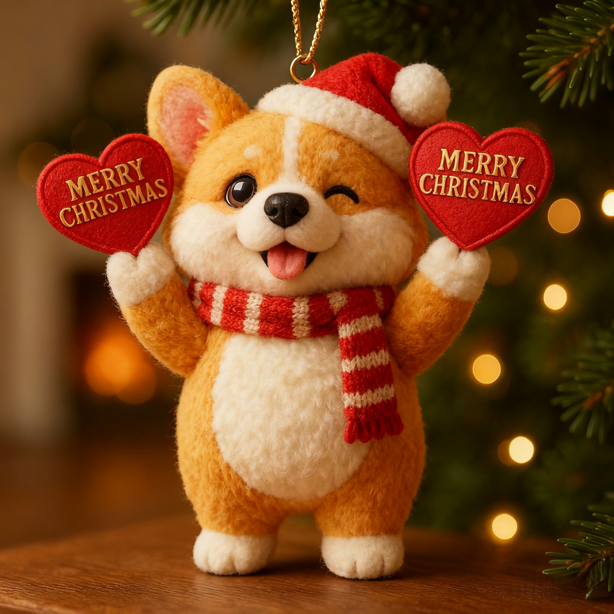 Corgi Christmas Heart Ornament