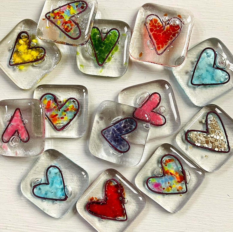 Fused Glass Heart Pocket Token