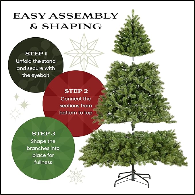 National Tree Company 7.5 ft Pre-Lit Carolina Pine Artificial Christmas Tree, 750 Clear Lights, 1,399 Tips, Includes Stand, Green