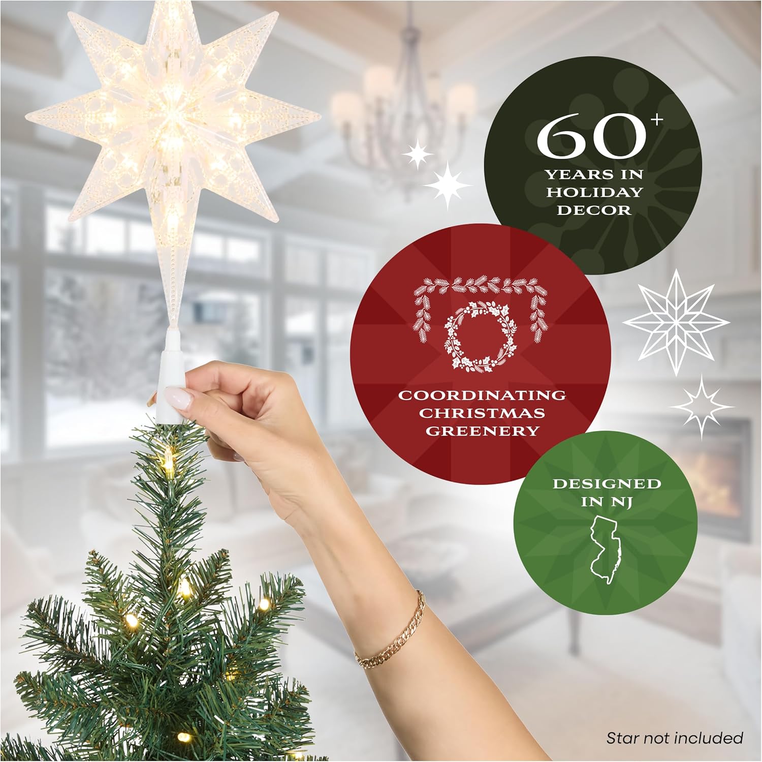 National Tree Company 7.5 ft Pre-Lit Carolina Pine Artificial Christmas Tree, 750 Clear Lights, 1,399 Tips, Includes Stand, Green