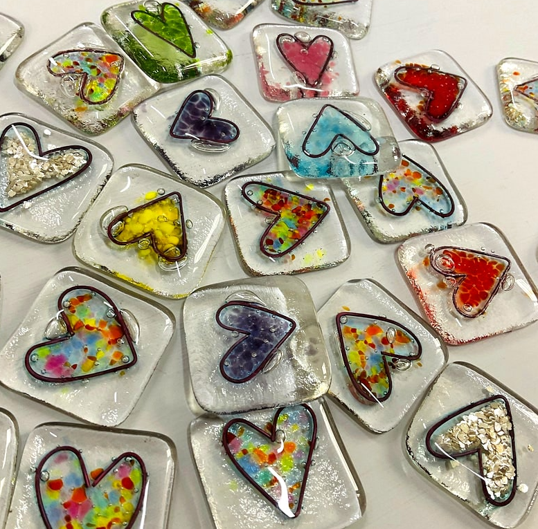 Fused Glass Heart Pocket Token