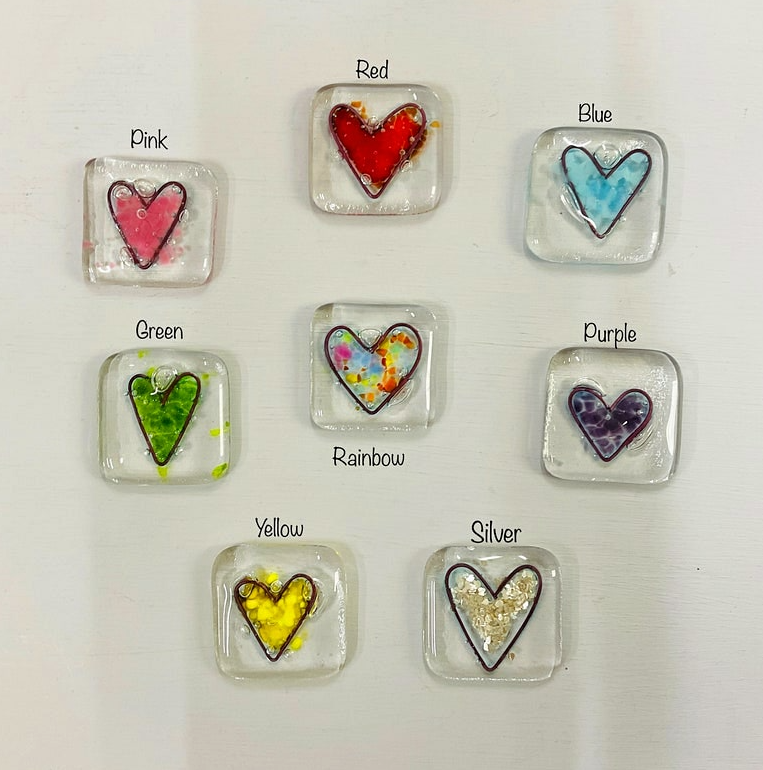 Fused Glass Heart Pocket Token
