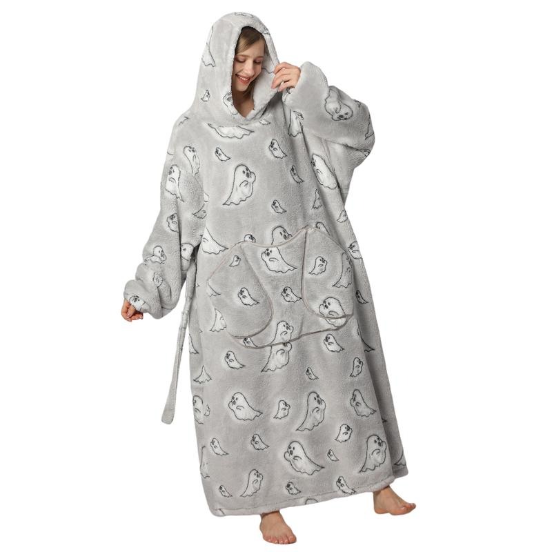 Msrlassn Oversized Wearable Blanket Hoodie as Christmas Gifts for Mom Women Girlfriend Men,Plus Size Sleepwear Blanket Hooded for Women Men, 1Pcs Nightgown Loungewear Womenswear Sweatshirt Blanket with Pocket