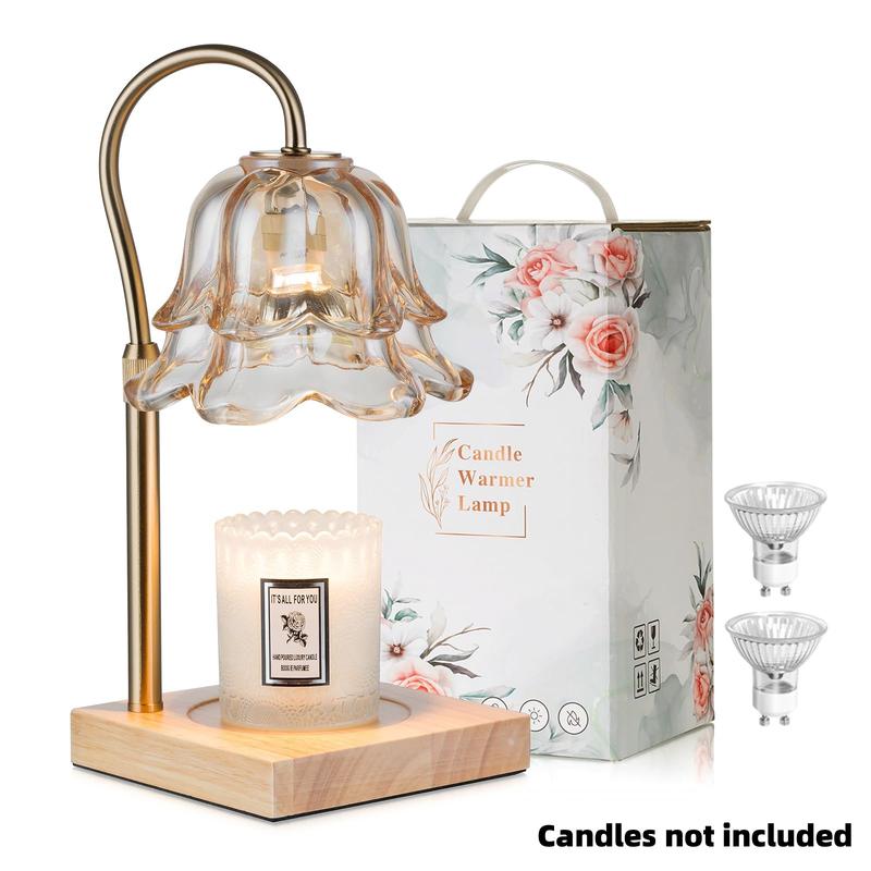 Flower Candle Warmer Lamp, with 2 Bulbs, Height Adjustable with Timer, Unique Glass Lily of the Valley Lamp for Home & Bedroom Decor, Ideal Gift for Birthday/Mother's Day, Halloween Gifts, Christmas Gifts