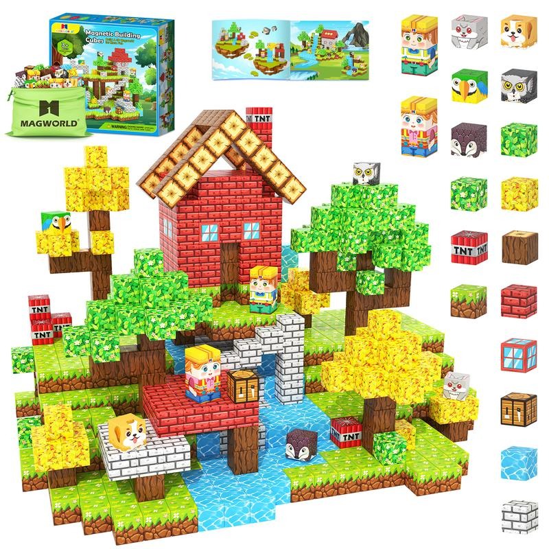 150 PCS Magnetic Blocks with Drawstring Bag Mine Magnet World Building Toys STEM Montessori Sensory Toys Birthday Couple Christmas Gifts