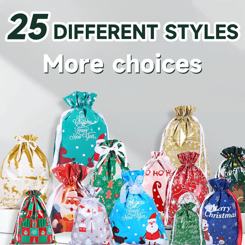 50PCS Christmas Gift Wrapping Set (25 Colorful Bags + 25 Tags) – Random Patterns, Say Goodbye to Single-Style Gift Bags, Perfect for Holiday Gifts