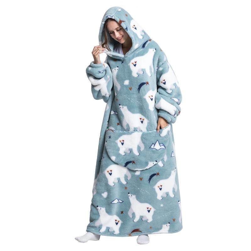 Msrlassn Oversized Wearable Blanket Hoodie as Christmas Gifts for Mom Women Girlfriend Men,Plus Size Sleepwear Blanket Hooded for Women Men, 1Pcs Nightgown Loungewear Womenswear Sweatshirt Blanket with Pocket