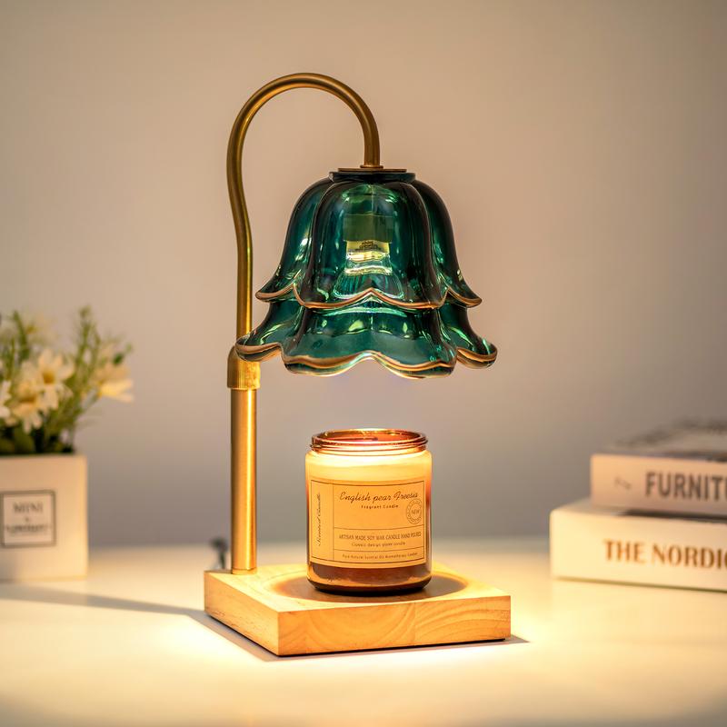 Flower Candle Warmer Lamp, with 2 Bulbs, Height Adjustable with Timer, Unique Glass Lily of the Valley Lamp for Home & Bedroom Decor, Ideal Gift for Birthday/Mother's Day, Halloween Gifts, Christmas Gifts