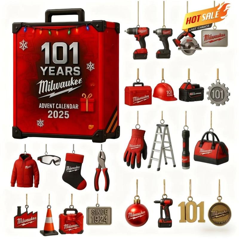 New Year 2D Print Advent Calendar, Industrial Style Christmas Holiday Atmosphere, Collectible and Decorative Value, Tool Brand