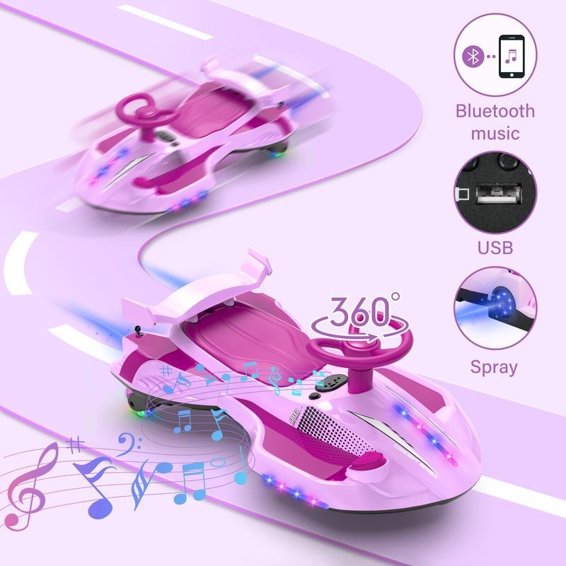 【Akeleo】12V Electric Wiggle Car with Pedal, 2 in 1 Wiggle Car Ride On Toys for Kids Ages 3 and Up, Anti-Rollover Flashing Wheels, Bluetooth, Music2,Halloween&Christmas gifts,Devil Drift Car