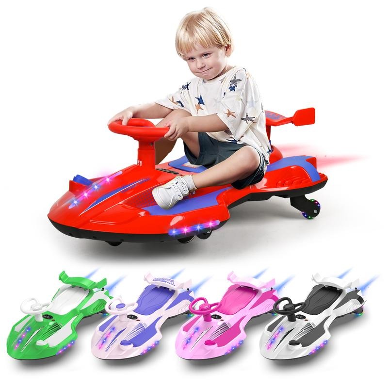 【Akeleo】12V Electric Wiggle Car with Pedal, 2 in 1 Wiggle Car Ride On Toys for Kids Ages 3 and Up, Anti-Rollover Flashing Wheels, Bluetooth, Music2,Halloween&Christmas gifts,Devil Drift Car
