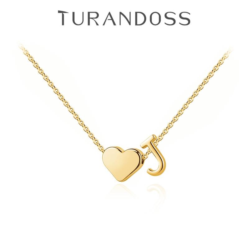 Turandoss Tiny Initial Necklaces Golden Heart Letter A-Z Necklace Dainty Heart Name Necklace Personalized Initial Tag Pendant Birthday Gifts Anniversary Gifts Jewelry for Women Girls Christmas Gifts