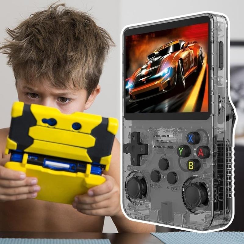 R36S Retro Video Handheld Game Console with Linux System 3.5 in IPS Screen 3000mAh Battery 32G+64G TF Card Pre-installed Games  for Christmas, Thanksgiving, Holiday Gift