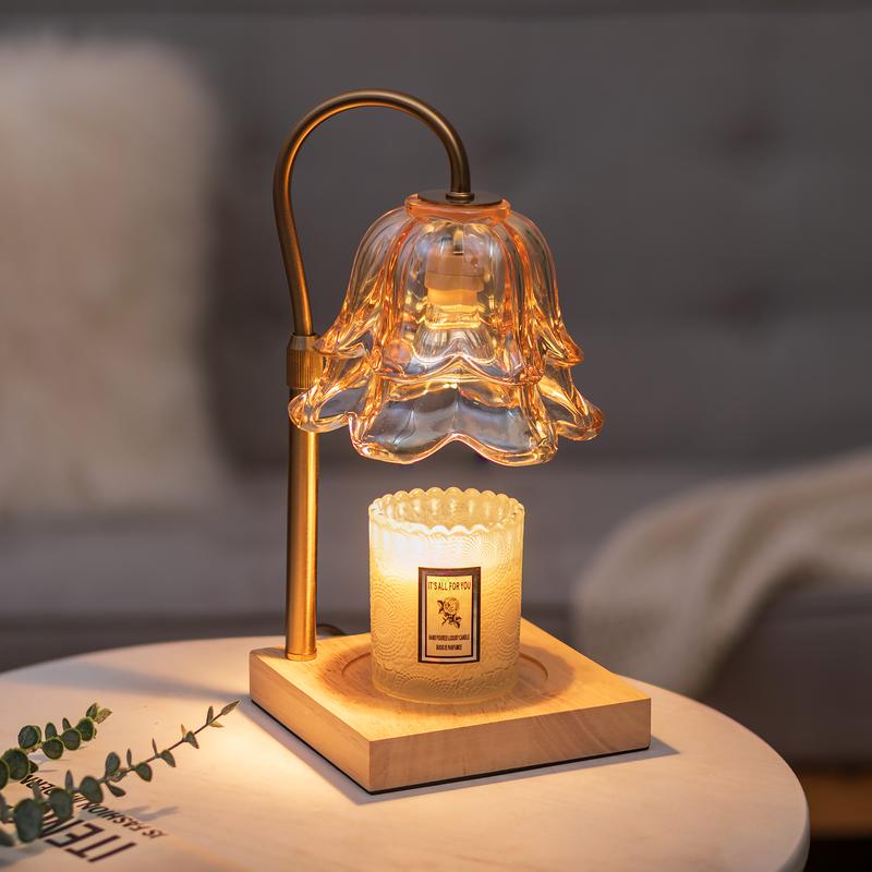 Flower Candle Warmer Lamp, with 2 Bulbs, Height Adjustable with Timer, Unique Glass Lily of the Valley Lamp for Home & Bedroom Decor, Ideal Gift for Birthday/Mother's Day, Halloween Gifts, Christmas Gifts