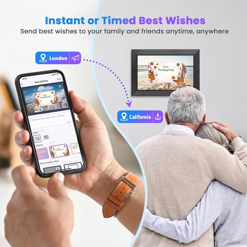 WiFi Digital Picture Frame 10.1 Inch, HD IPS Touch Screen Smart Photo Frame with 32GB Storage, Auto-Rotate, Instantly Share Photos /Videos, Perfect Christmas Gift & Gift Idea, ThanksGiving Gift, Home Decor