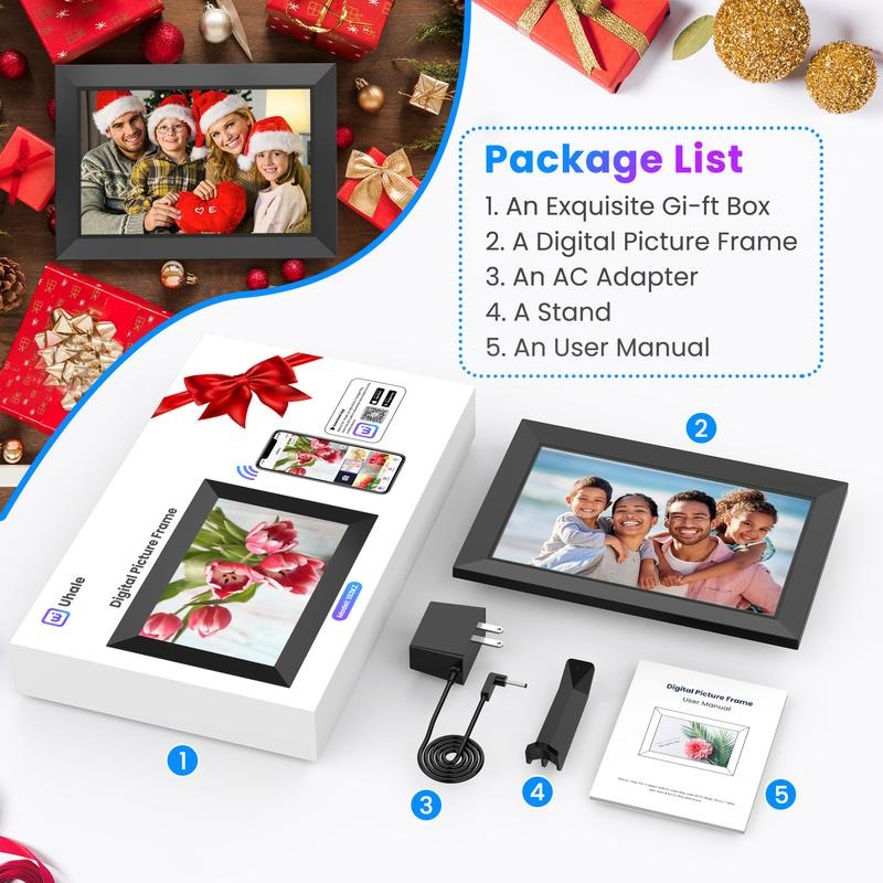 WiFi Digital Picture Frame 10.1 Inch, HD IPS Touch Screen Smart Photo Frame with 32GB Storage, Auto-Rotate, Instantly Share Photos /Videos, Perfect Christmas Gift & Gift Idea, ThanksGiving Gift, Home Decor