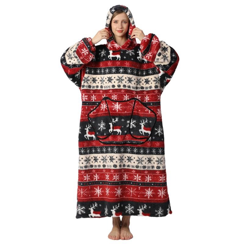 Msrlassn Oversized Wearable Blanket Hoodie as Christmas Gifts for Mom Women Girlfriend Men,Plus Size Sleepwear Blanket Hooded for Women Men, 1Pcs Nightgown Loungewear Womenswear Sweatshirt Blanket with Pocket