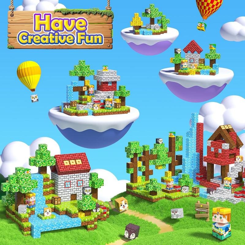 150 PCS Magnetic Blocks with Drawstring Bag Mine Magnet World Building Toys STEM Montessori Sensory Toys Birthday Couple Christmas Gifts