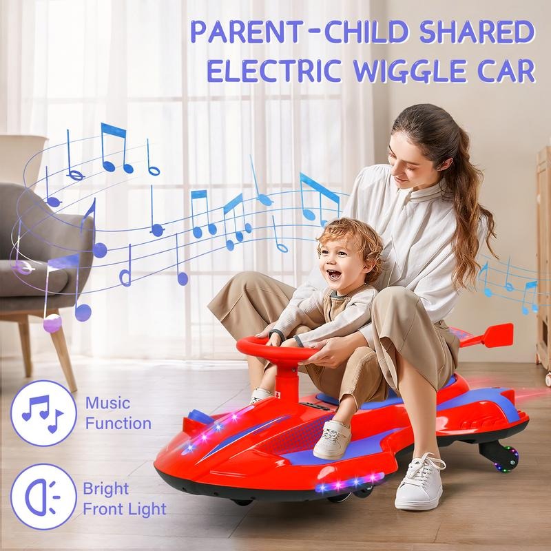 【Akeleo】12V Electric Wiggle Car with Pedal, 2 in 1 Wiggle Car Ride On Toys for Kids Ages 3 and Up, Anti-Rollover Flashing Wheels, Bluetooth, Music2,Halloween&Christmas gifts,Devil Drift Car