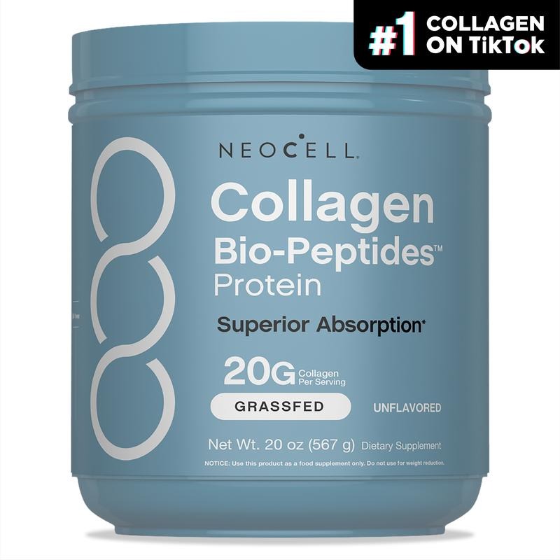 NeoCell Collagen Bio-Peptides Powder 20oz - Grassfed Protein Supplement - Advanced with 18 Essential Amino Acids