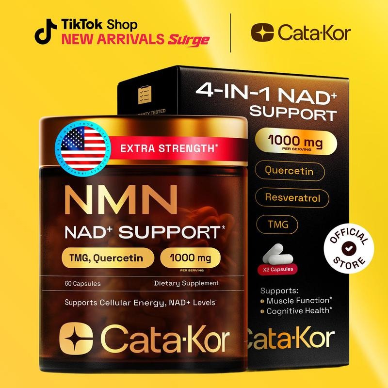 Cata-Kor NAD+ Supplement – NMN 500 mg | Quercetin | TMG | Resveratrol Complex – Supports Cellular Energy & NAD+ Levels - Vitamin Dietary Supplement Healthcare