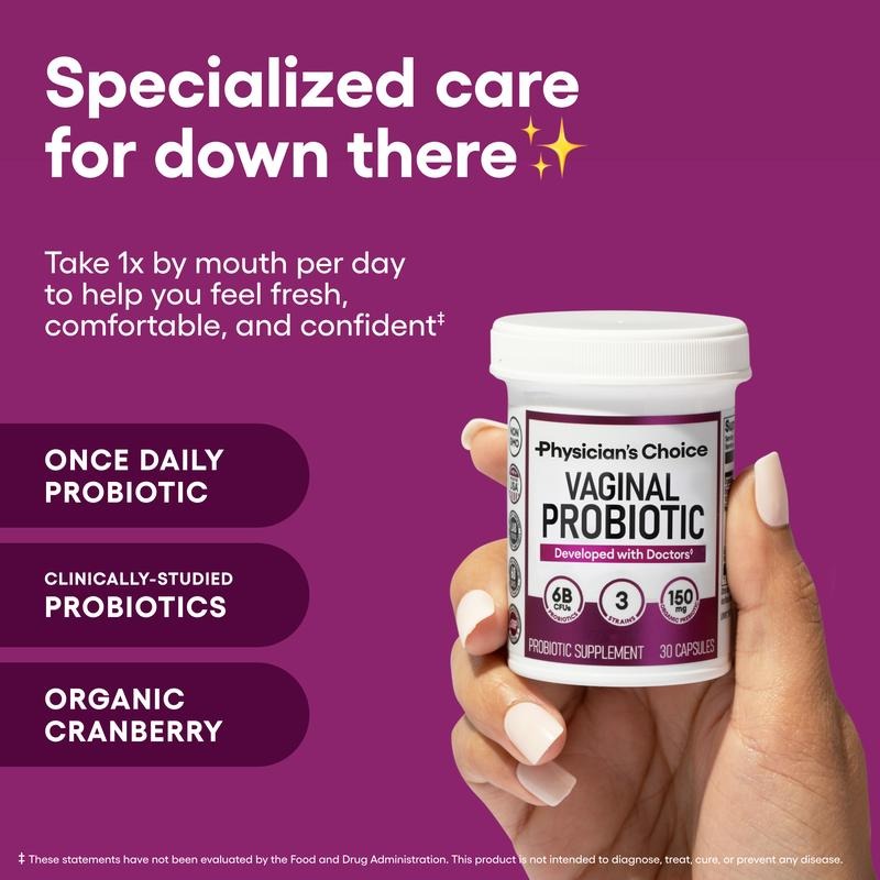 Physician's Choice Vaginal Probiotic - Odor Control, pH Balance & Daily Feminine Health Support with Cranberry and Prebiotics for Women