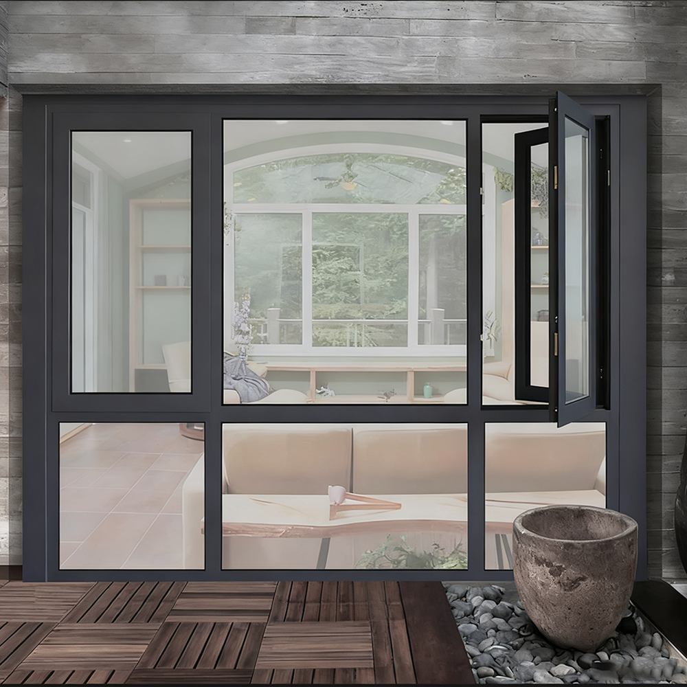 Aluminum Alloy Casement Window with Double-layer Tempered Glass