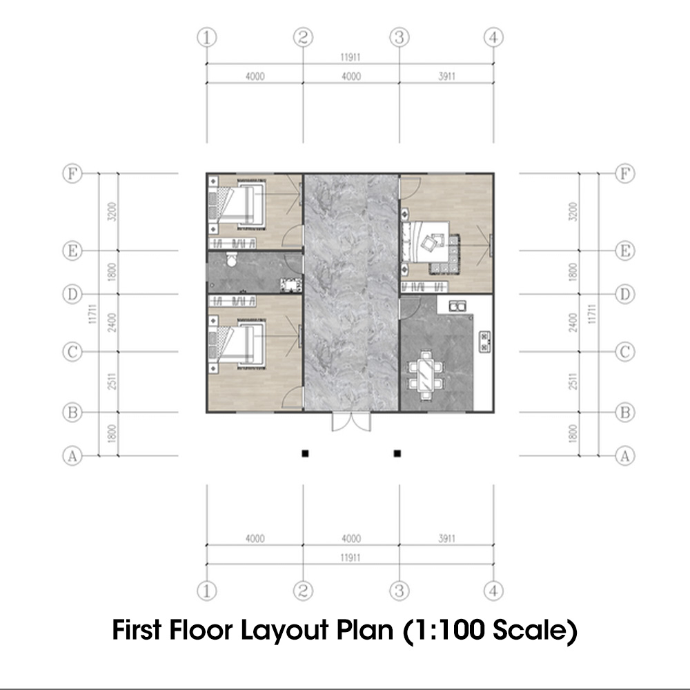 European-style Villa, Ground Floor, 3 Bedrooms, 1 Living Room, 1 Kitchen, 1 Bathroom, 155.5 sqm