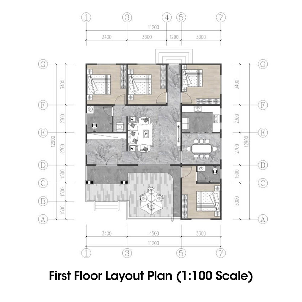 American-style Villa, Ground Floor, 4 Bedrooms, 1 Living Room, 1 Kitchen, 2 Bathrooms, 149 sqm