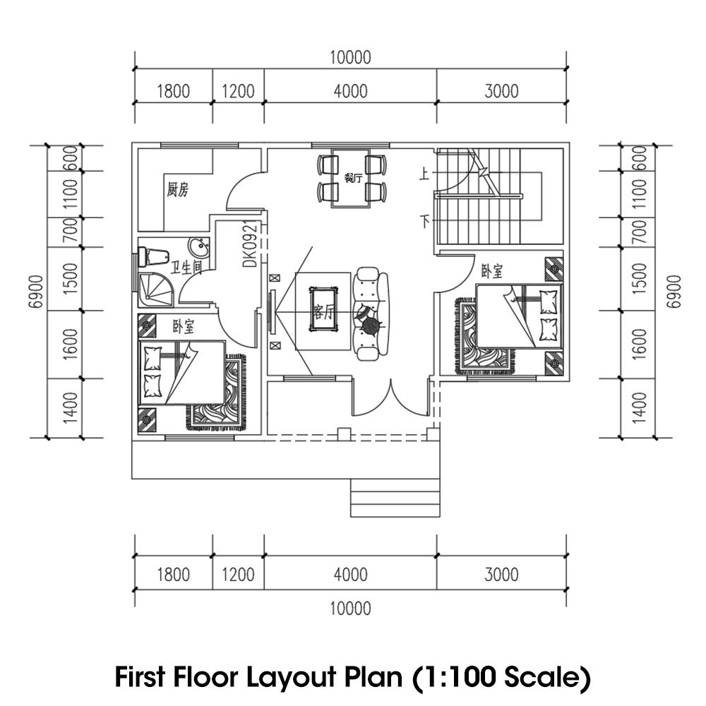 American-style Villa, 1.5 Floors, 2 Bedrooms, 2 Living Rooms, 2 Bathrooms, 1 Kitchen, 127 sqm