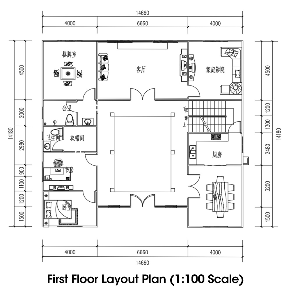 Chinese-style Villa, Second Floor, 8 Bedrooms, 1 Living Room, 1 Kitchen, 5 Bathrooms, 380 sqm