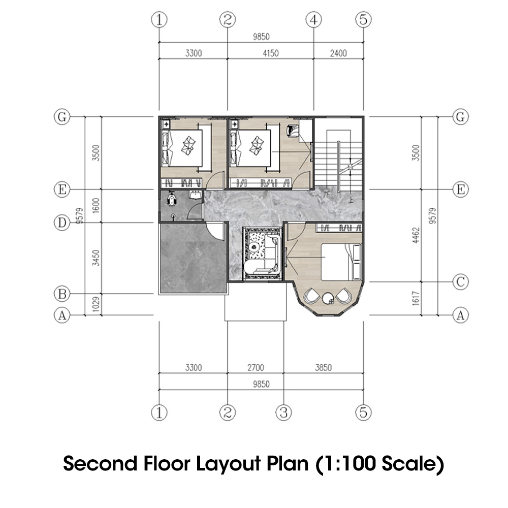 European-style Villa, Second Floor, 6 Bedrooms, 2 Living Rooms, 2 Bathrooms, 198 sqm
