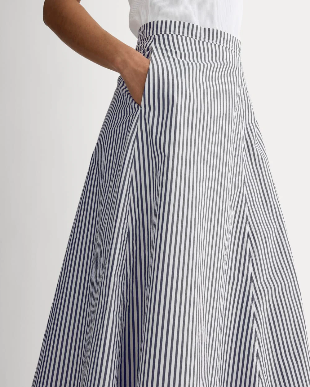 The Midi Skirt in Ultrasoft Cotton | Optic White / Black