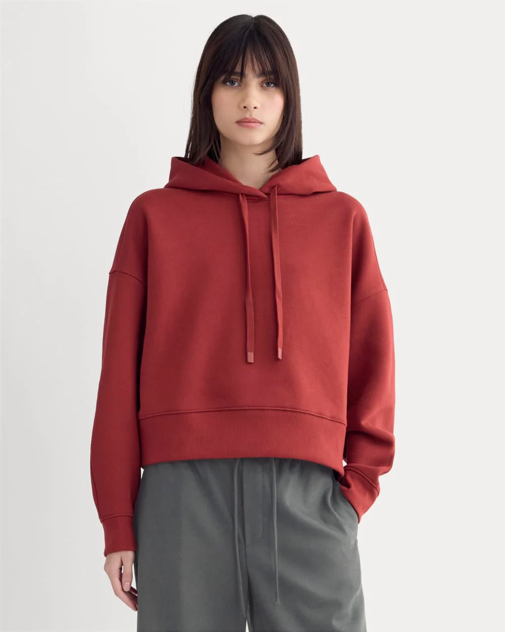 Cropped Luxe Fleece Hoodie | Merlot