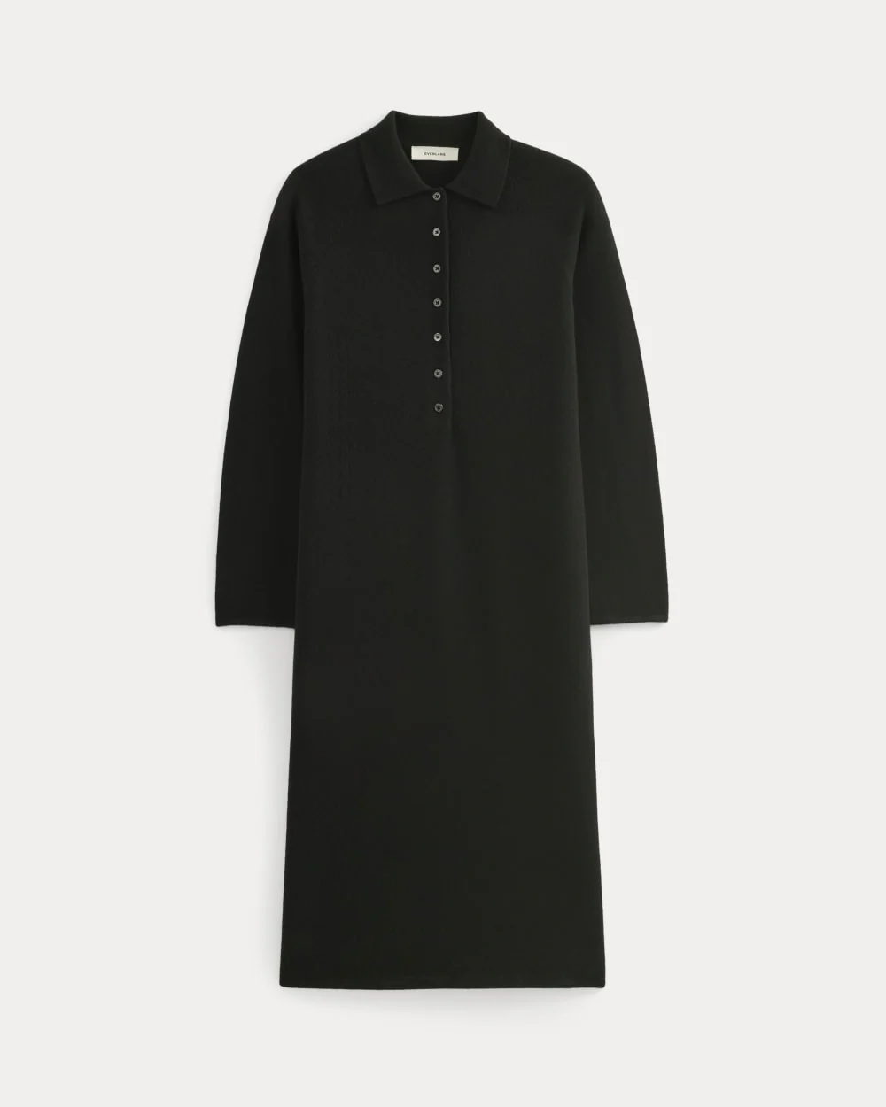 Cashmere Polo Midi Dress | Black