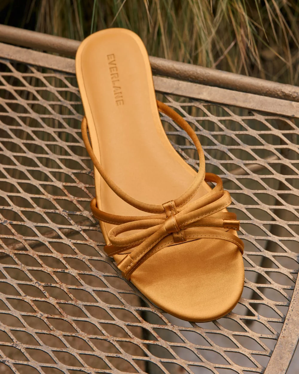 The Bow Sandal | Golden Sun Satin