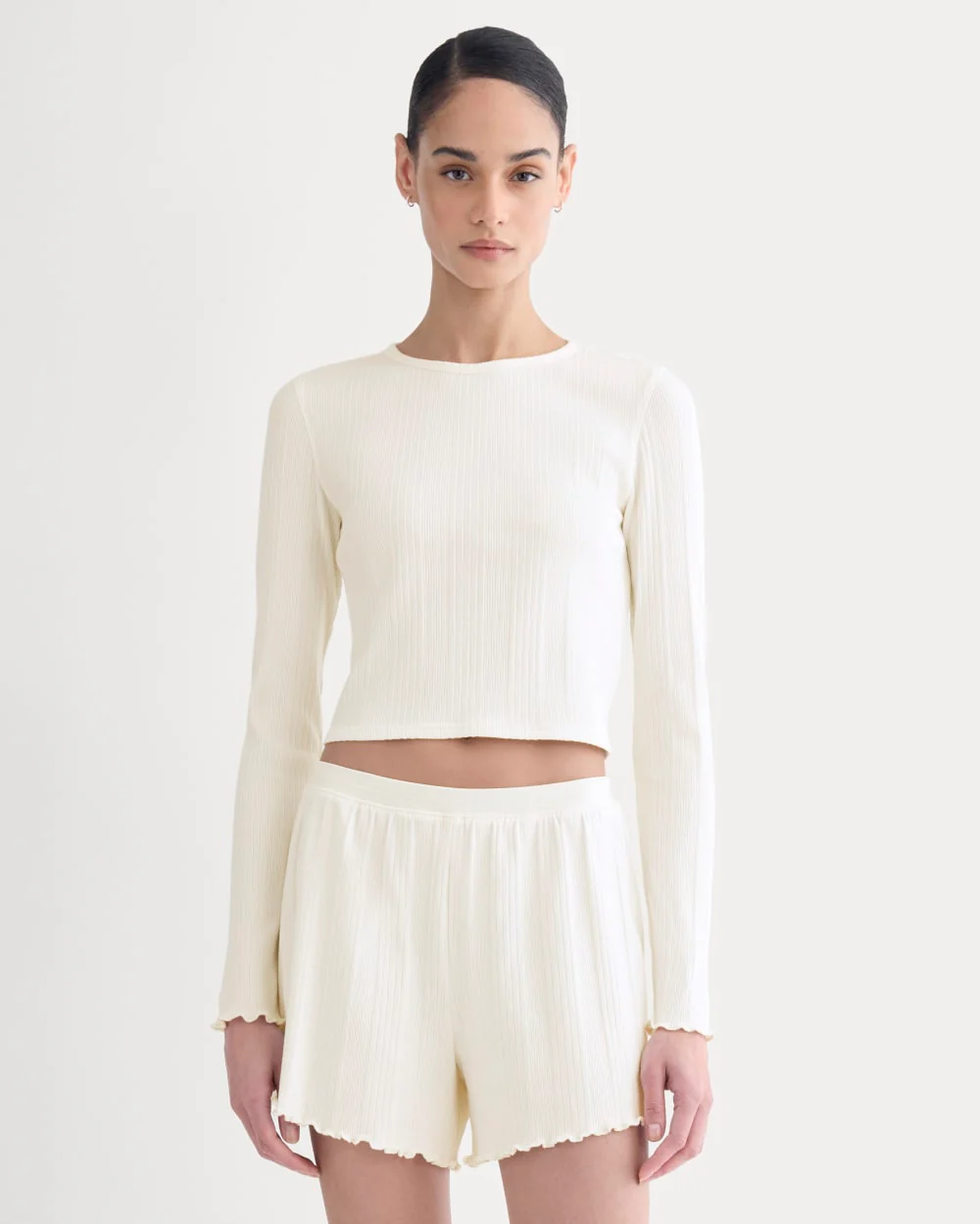 Lounge Rib Cropped Shirt | Bone