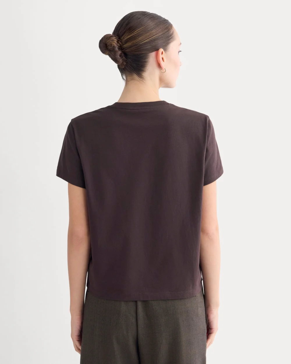 The Box-Cut Tee in Essential Cotton | Dark Chocolate | No Pocket
