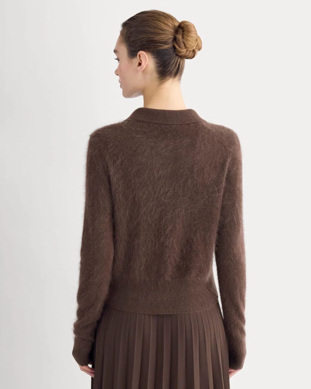 Lush Cashmere Cropped Polo Sweater | Raven